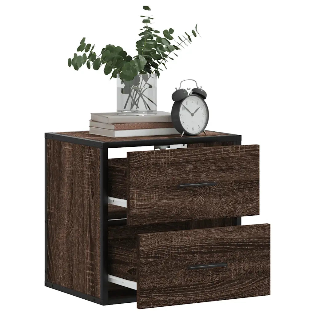 Comodini a Muro 2 pz Rovere Marrone 40x31x39,5 cm