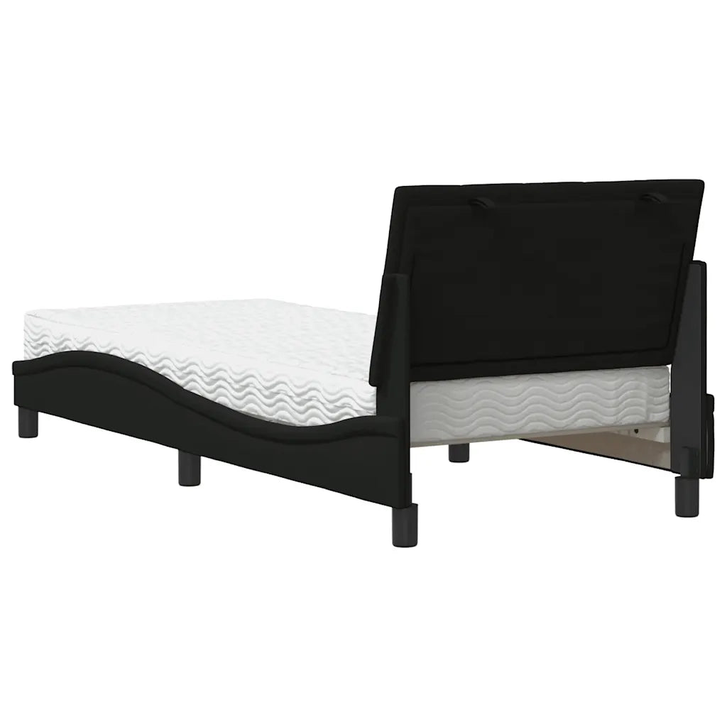 Letto con Materasso Hanko Nero 90x190 cm in Tessuto 3310498
