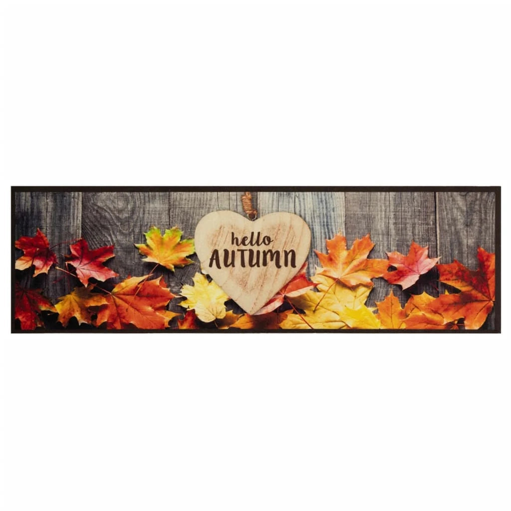 Tappetino da cucina lavabile con stampa autunnale 45 x 150 cm antiscivolo morbido esteticamente gradevole in velluto marrone 02_0056465