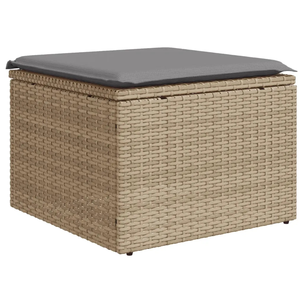 Set Divano da Giardino 13 pz con Cuscini Beige Misto Polyrattan