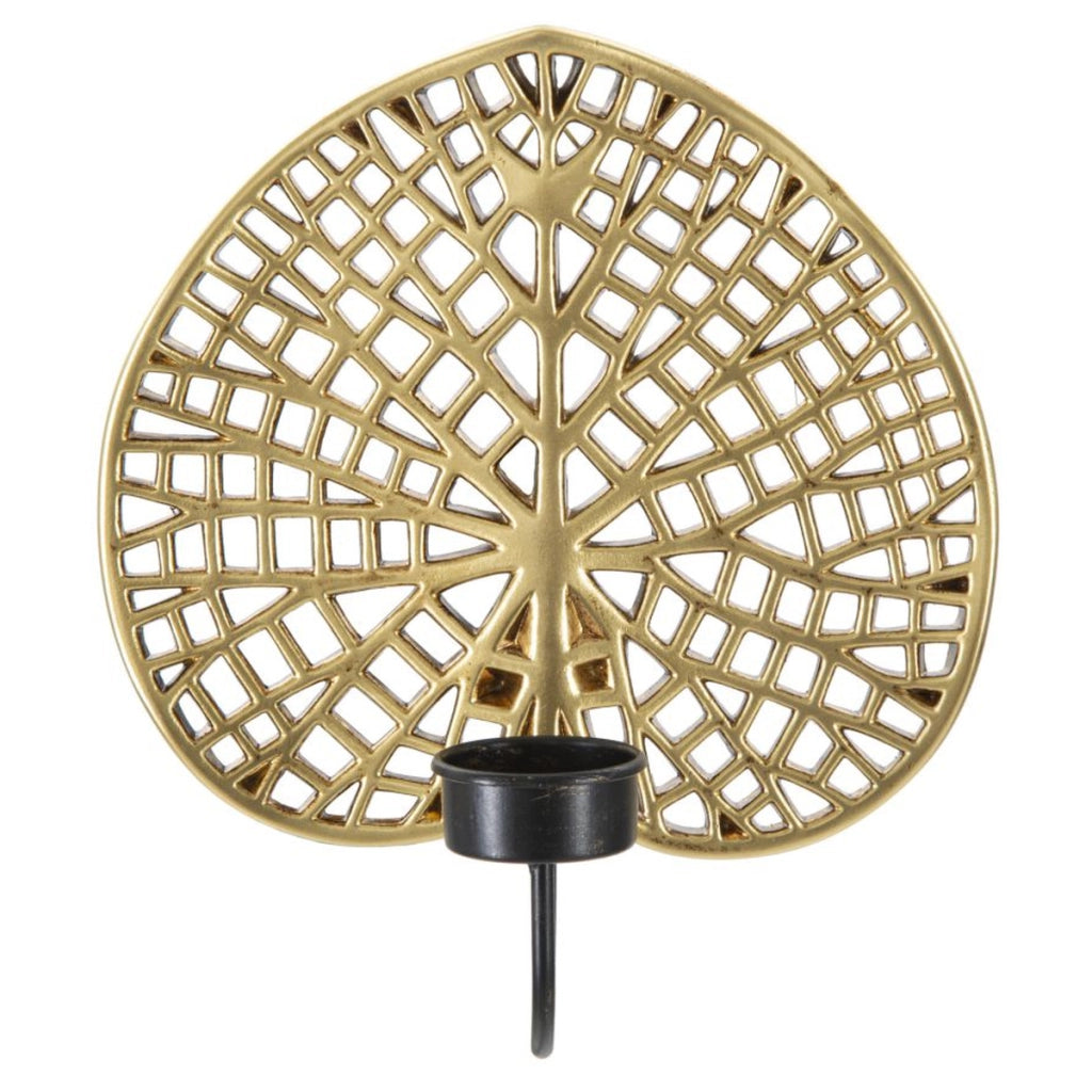 Portacandela Foglia 3, Oro, Poliresina, 20x8x22,2 cm