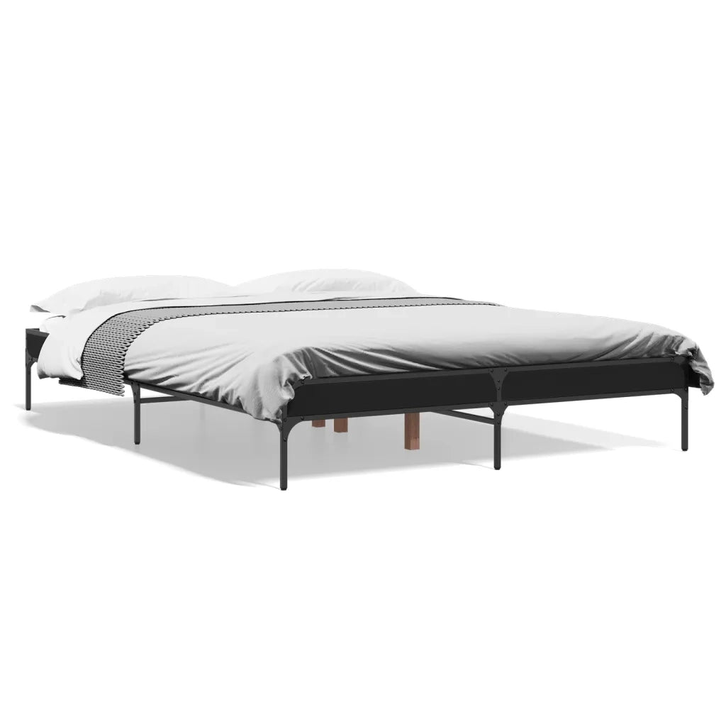 Giroletto-Struttura Letto Nero 140x200 cm in Legno Multistrato e Metallo 160001