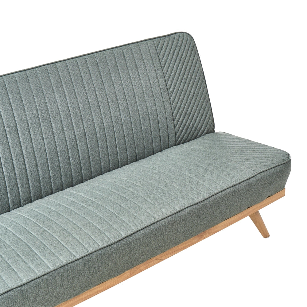 Divano letto Verde Rivestimento in tessuto Gambe in metallo 2 posti Seduta con schienale imbottito Design moderno Senza braccioli