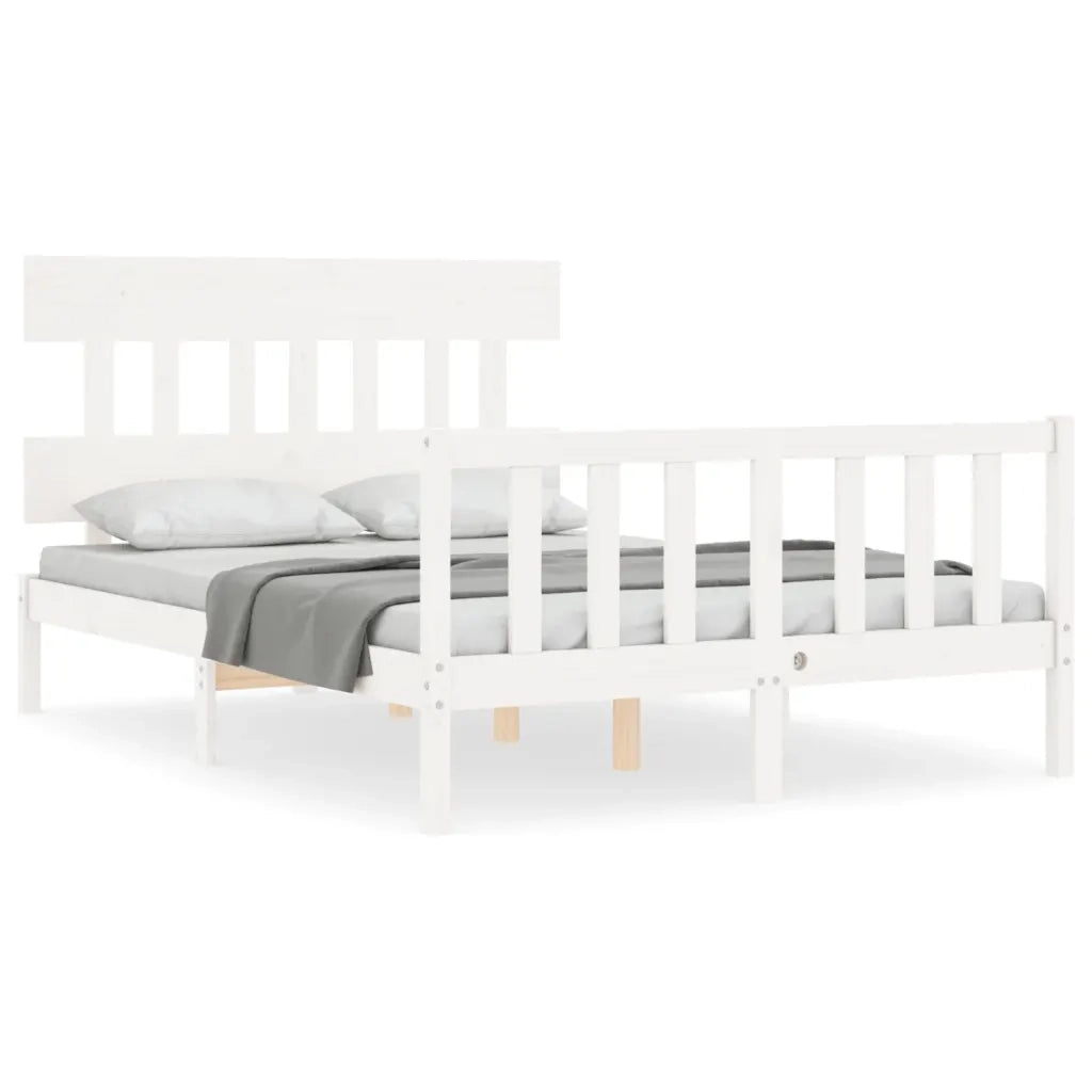 Letto senza Materasso-Struttura Letto Bianco 140x190 cm Legno Massello di Pino 120362