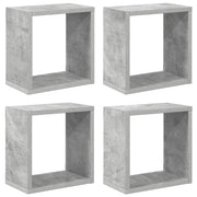 4 pz Mensole Parete | Mensola sospesa a Cubo Grigio Cemento 26x15x26 cm