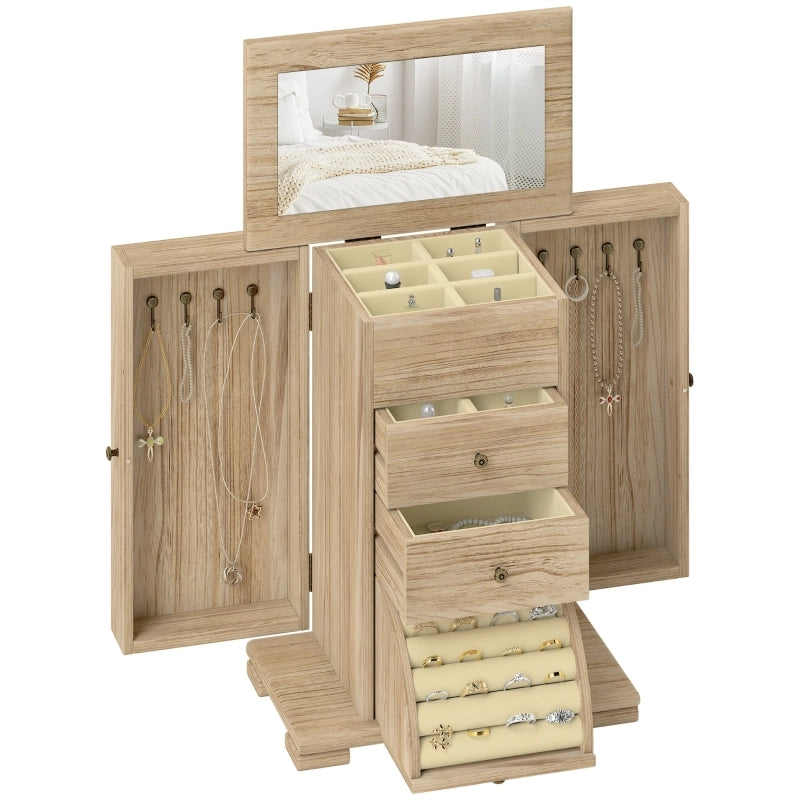 SCATOLA PORTAGIOIE 26,5x16x33,5 cm Legno Marrone con specchio integrato