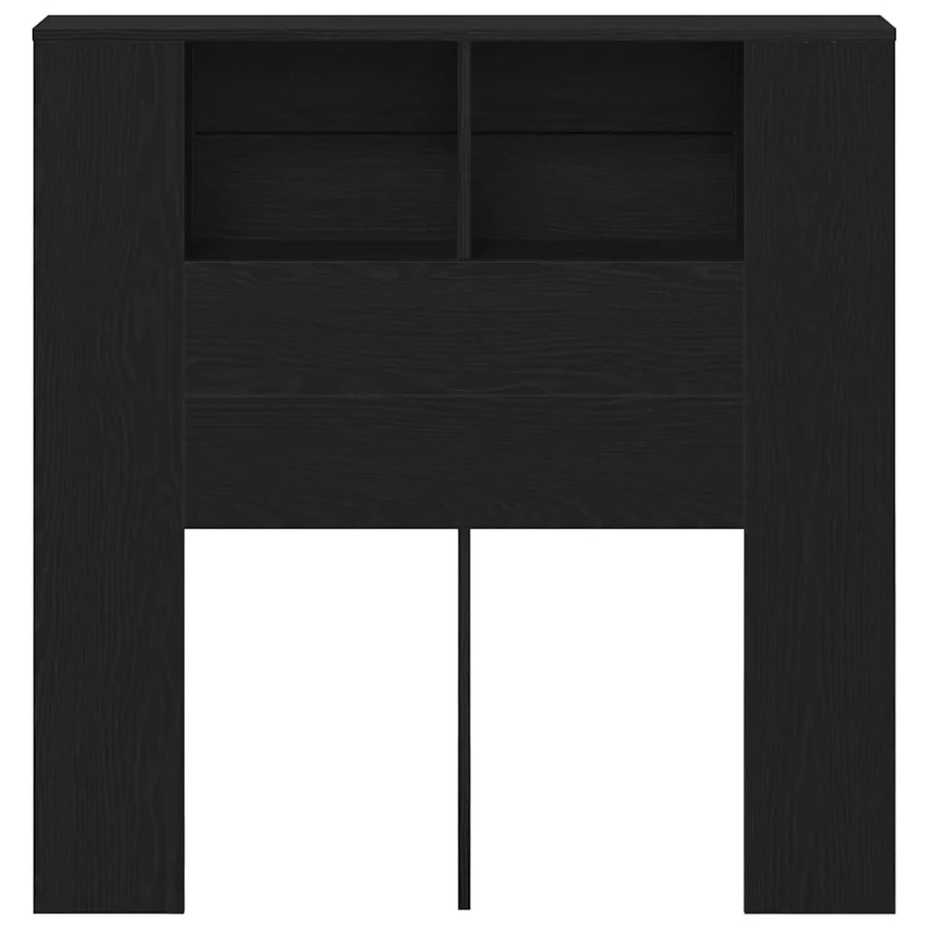 Testiera | Testata del letto con lo scaffale Rovere Nero Legno multistrato