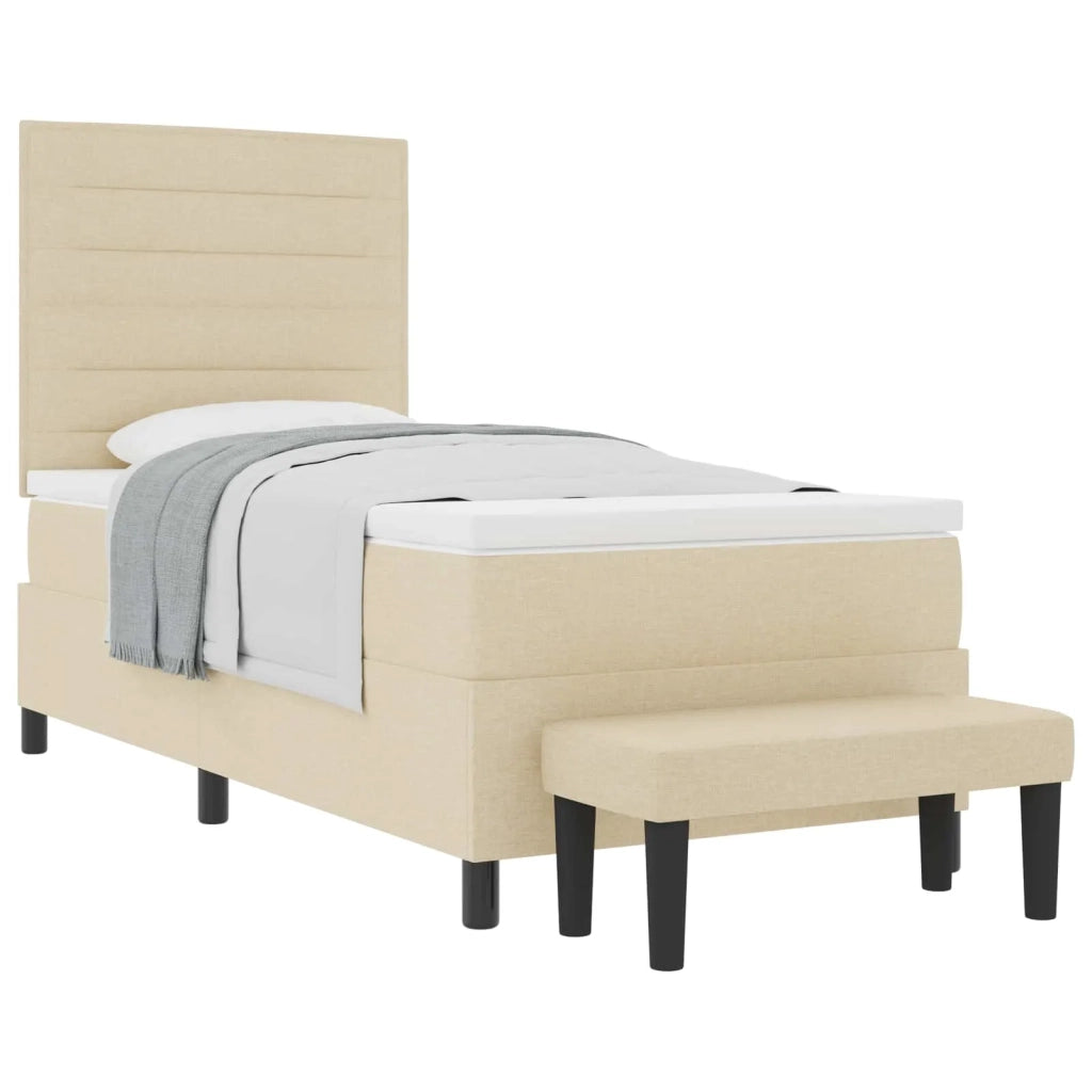 Letto a molle con testiera Crema 80 x 200 cm Tessuto 3343951