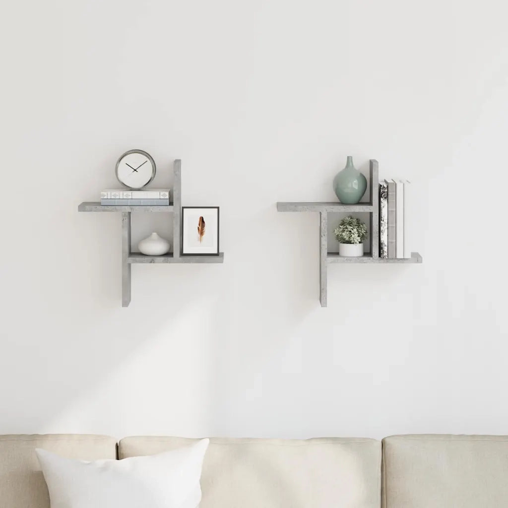 vidaXL Mensole a Muro 2pz Grigio Cemento 38x12x38 cm in Truciolato