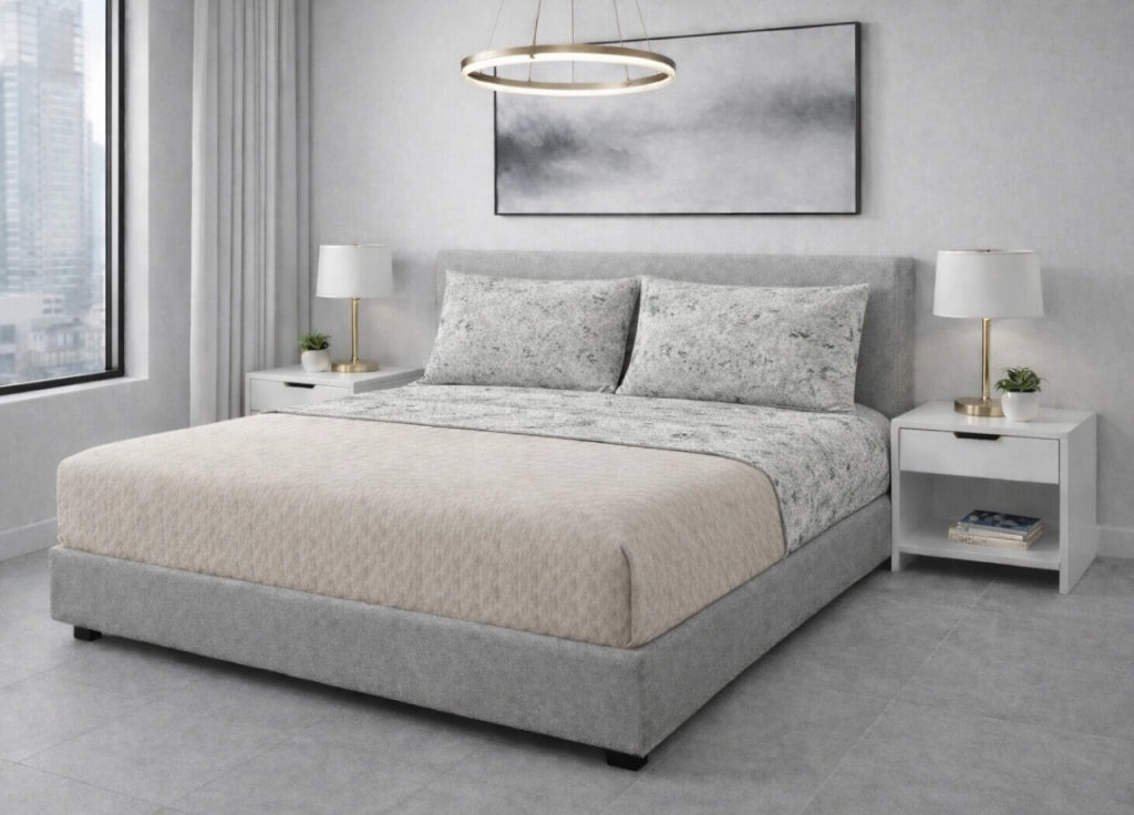 Completo Lenzuola Letto 100% Cotone Made In Italy Disegno Mitril - Piazza e Mezza - Smeraldo