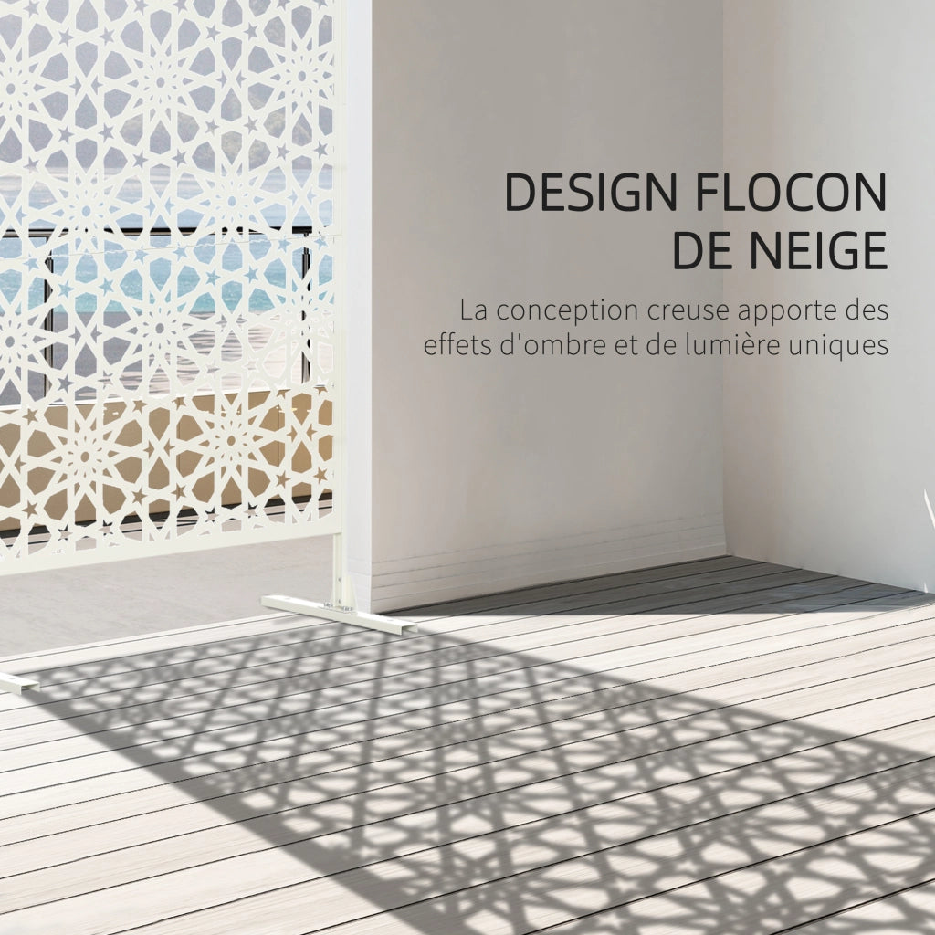 Pannello decorativo brise vue esterno in metallo ¨C zephmum ¨C bianco 92x45x198 cm