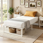 Letto singolo 200;5x90;6x32;5 cm senza testiera con spazio contenitore in metallo bianco