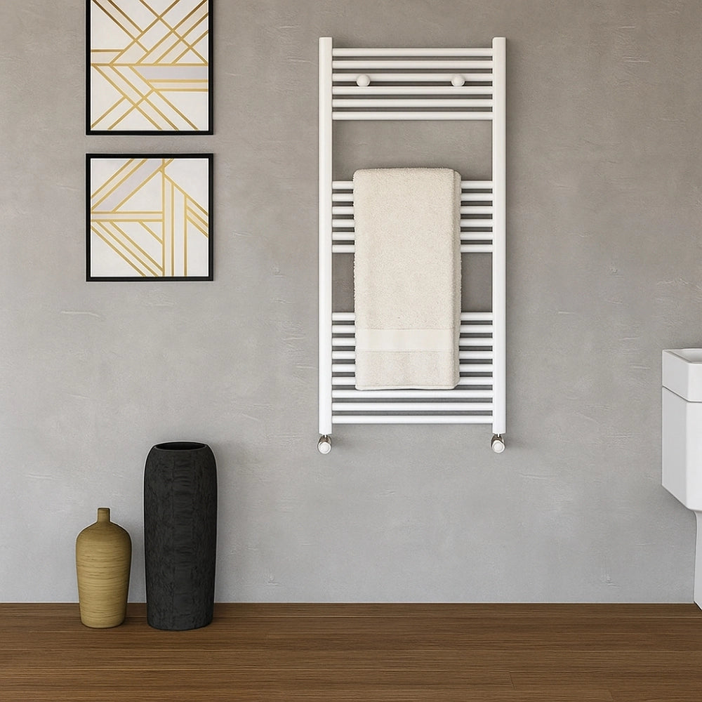 Termoarredo bianco per bagno in acciaio calorifero termosifone scaldasalviette *** misure h1200xl450xi400 23 tubi, pe...