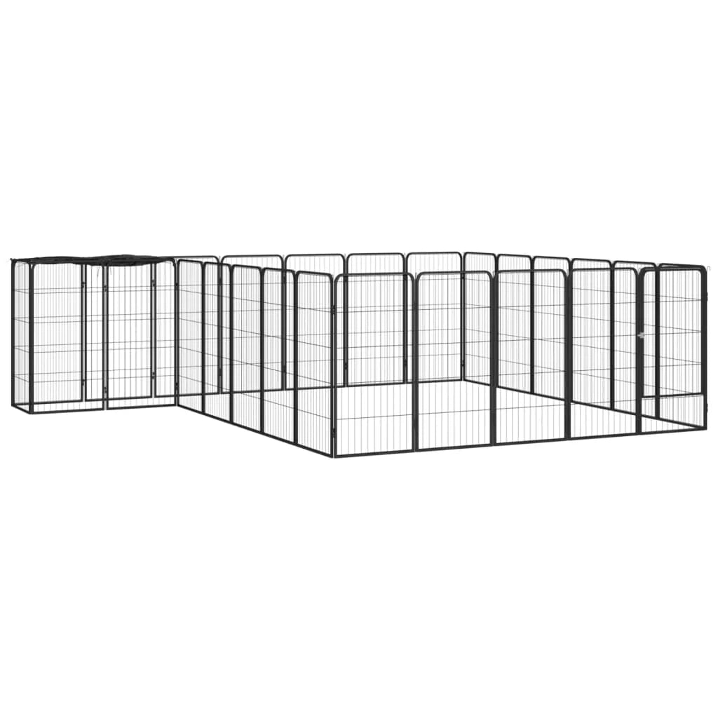 Recinto per cani 26 pannelli 50 x 100 cm acciaio verniciato a polvere nero 02_0043623