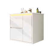 Mobile sottolavabo con 2 cassetti; 1 anta; LED radar - per bagno - in MDF e ceramica - 61×46.5×57 cm - bianco