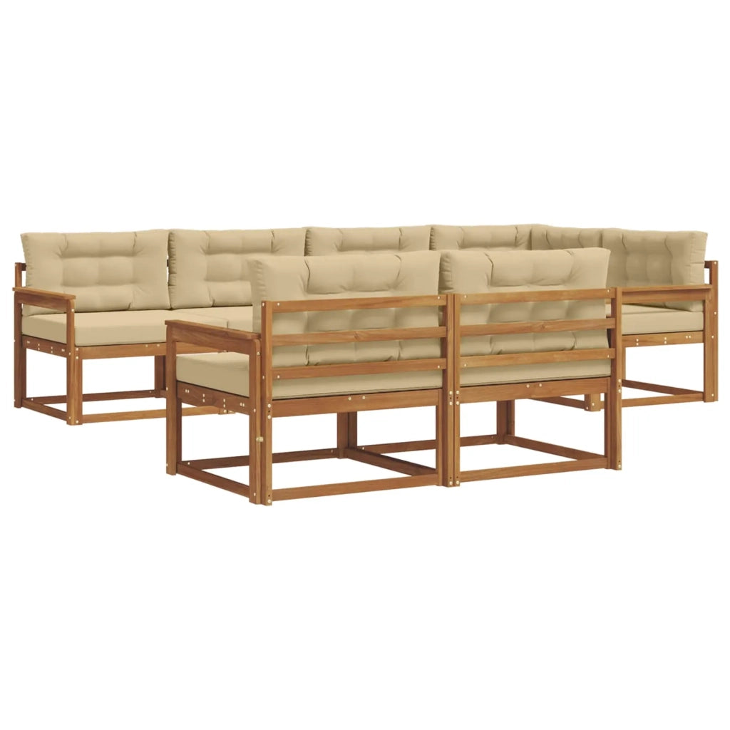 Set di divani da esterno con cuscino 7 pcs Naturale e Beige