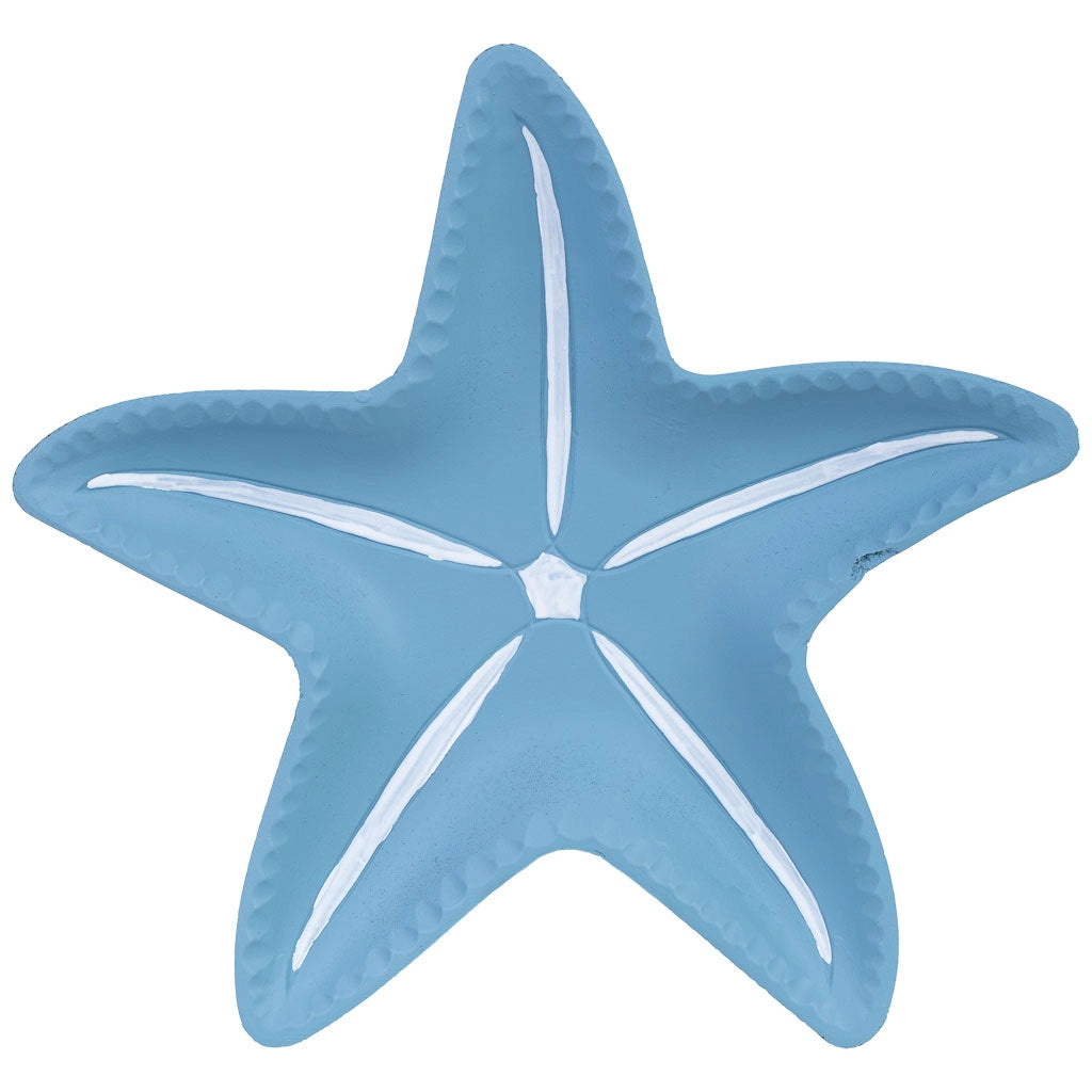 Vassoio decorativo a forma di stella in legno blu 34x31x3h cm