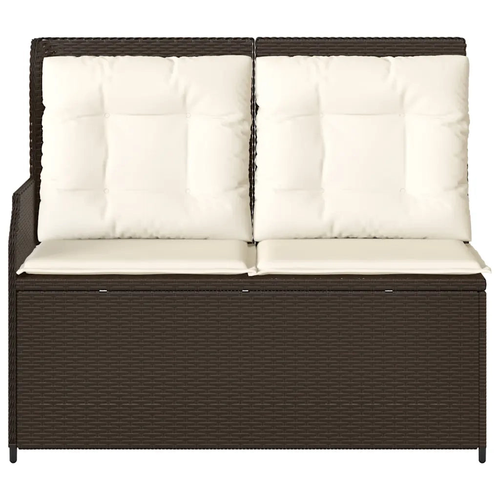 Panca Reclinabile da Giardino con Cuscini Marrone in Polyrattan 368947