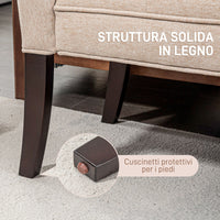 Panca Fondo Letto Imbottita e a Bottoni 141x44x65 cm in Legno e Tessuto Effetto Lino Beige