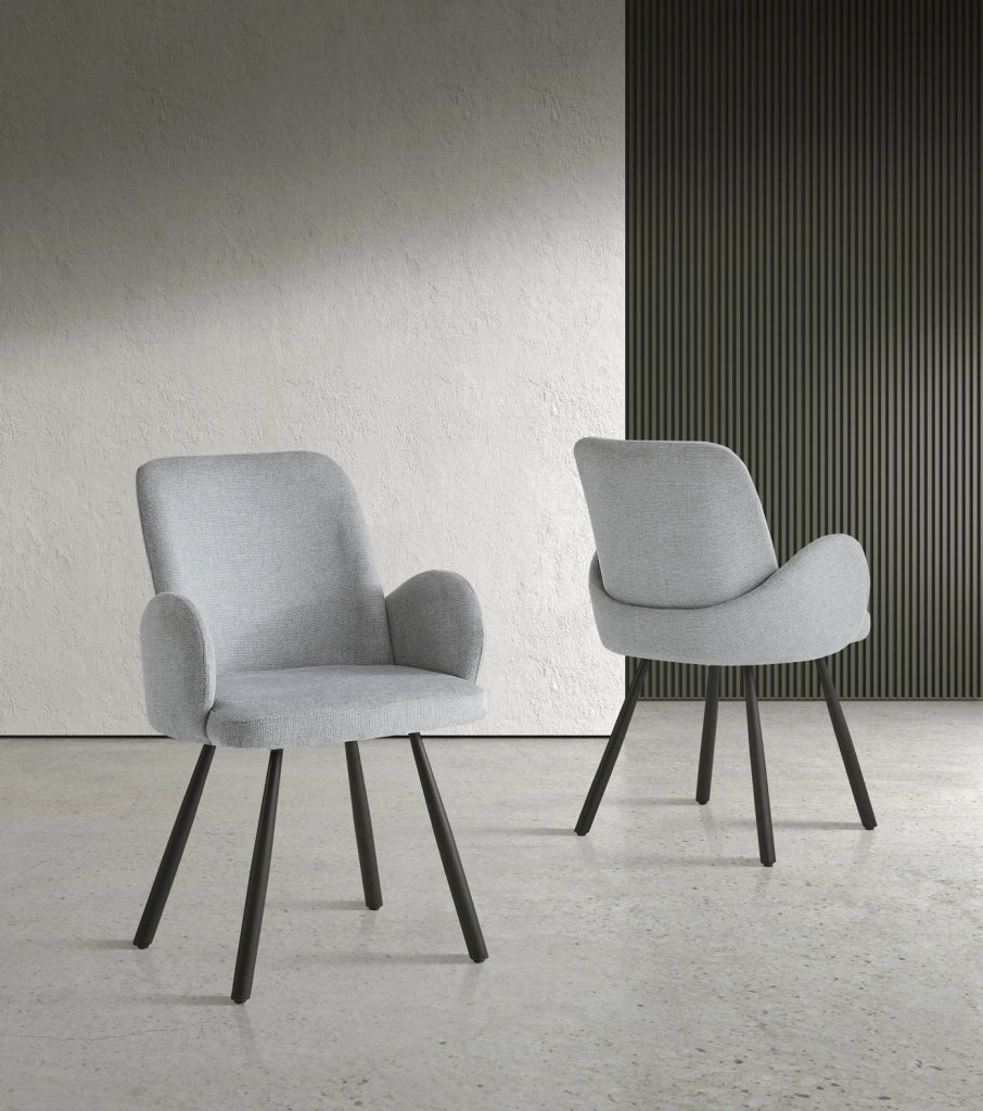 Set 2 sedie da pranzo Hispanohogar ferro e tessuto grigio 87×56×57 cm