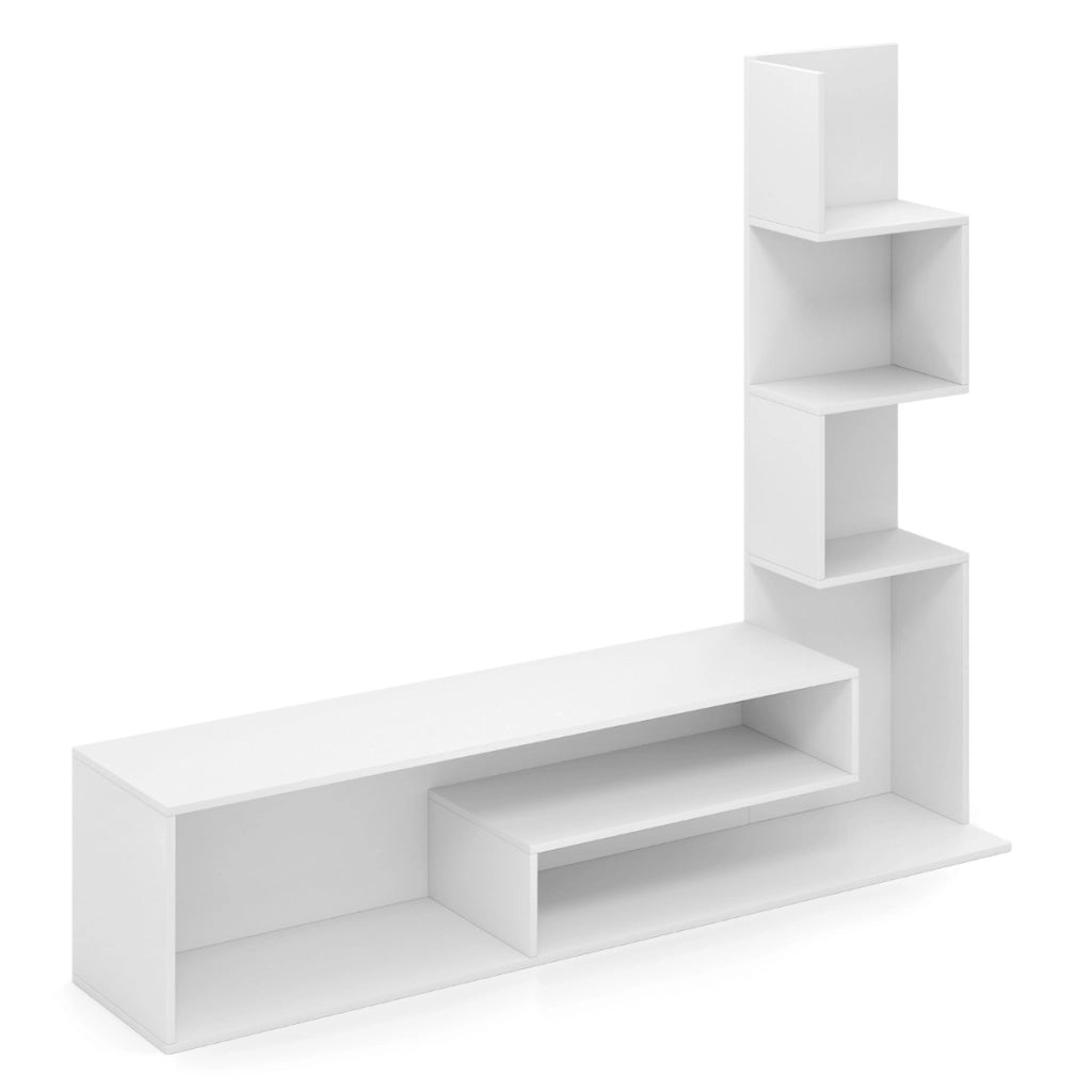 Mobile per TV a cubi per TV fino a 50¡±, Tavolo console media con mensole di stoccaggio a forma di l e scomparti aperti Bianco