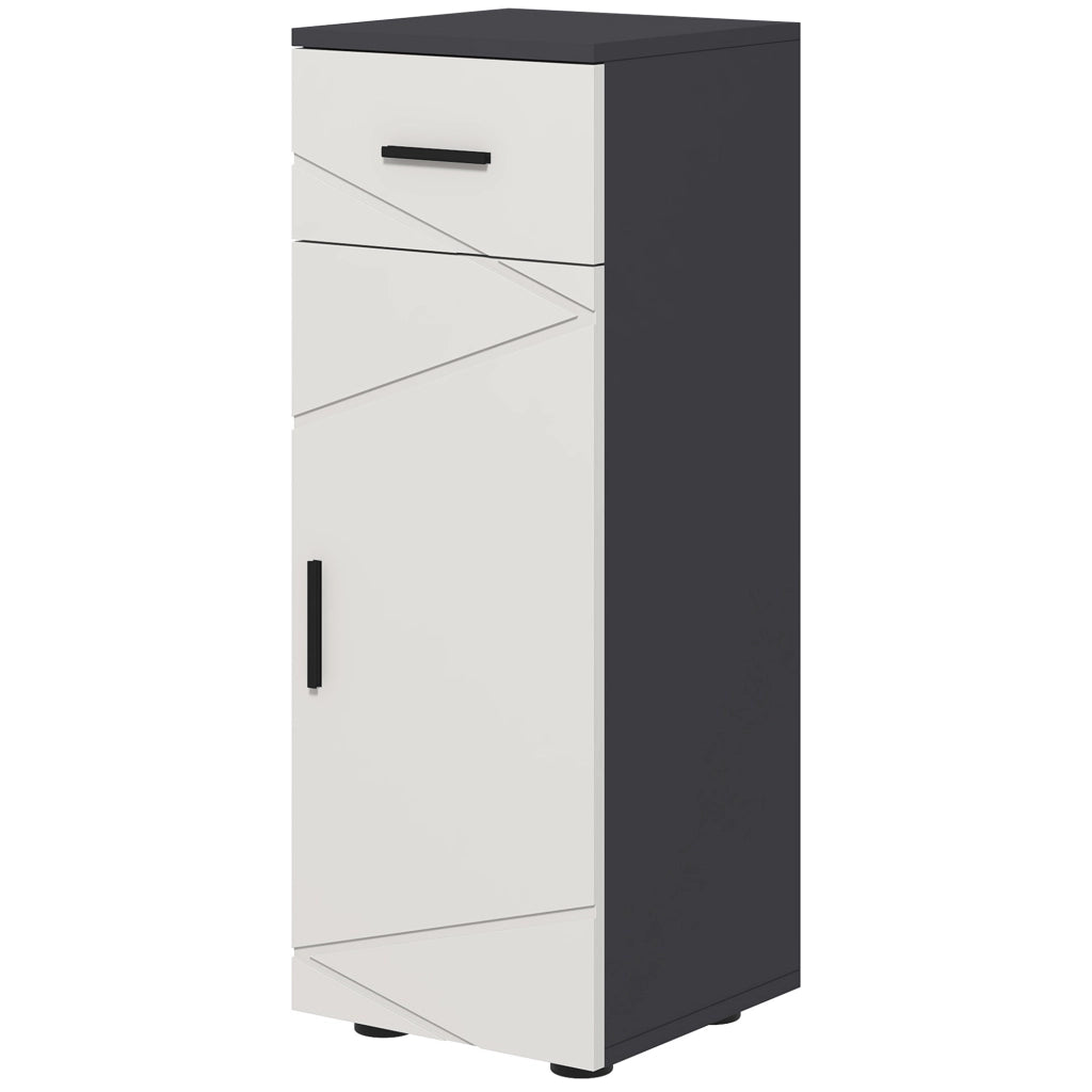 Mobiletto Bagno con Cassetto e Armadietto ¨C zephmum ¨C Grigio, 30x30x82 cm