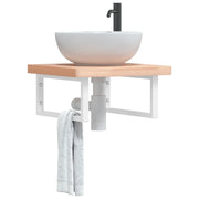 vidaXL Ripiano a Parete per Lavabo in Acciaio e Massello di Faggio