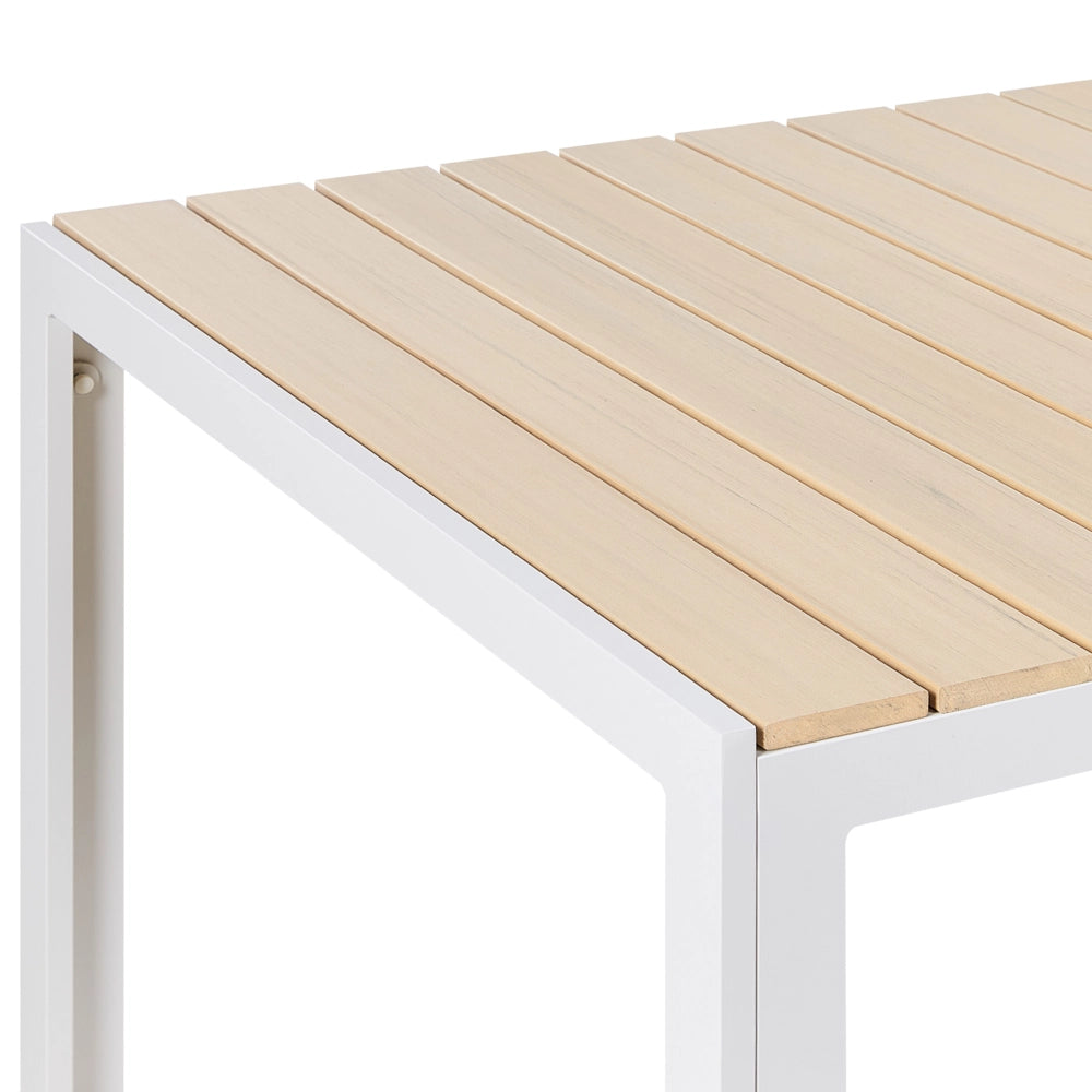 Tavolo da giardino in alluminio beige e bianco per 6 persone moderno resistente agli agenti atmosferici
