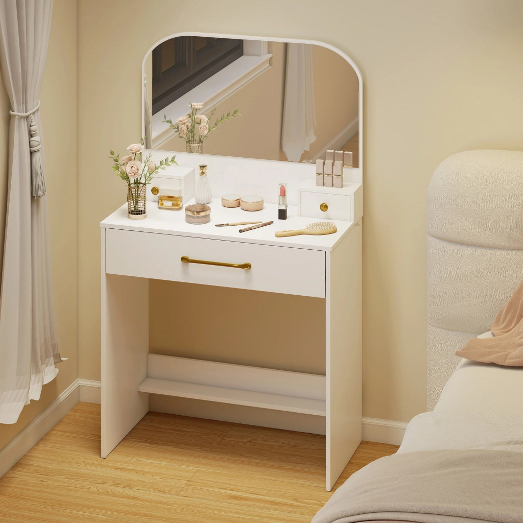 Cassettiera Trucco con Specchio ¨C zephmum ¨C 3 Cassetti, Bianco