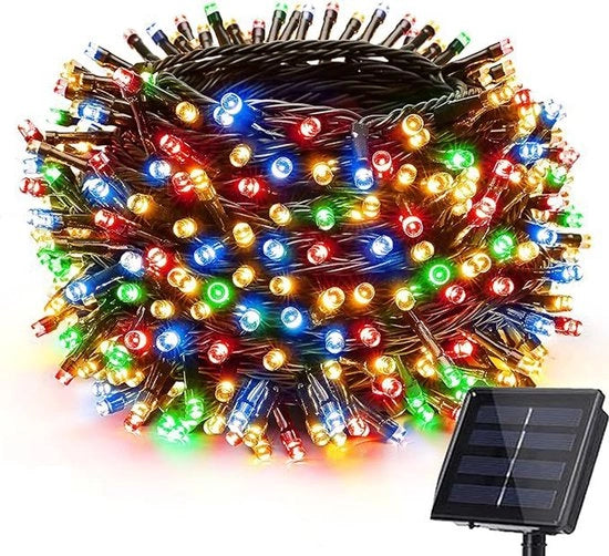 Fili di luce solare per esterno, 12 metri, 100 LED, 8 livelli di illuminazione, resistente all'acqua, ideale per Halloween, matrimoni, feste e decorazioni natalizie all'aperto, luci colorate