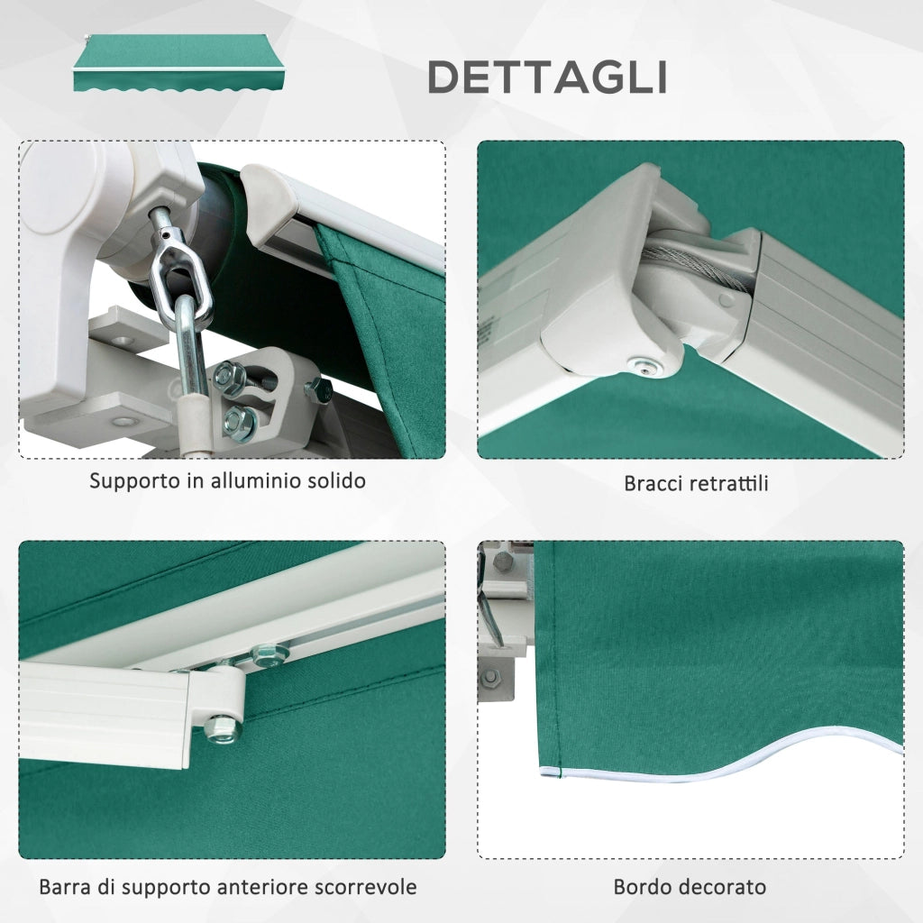 Tenda da Sole Avvolgibile a Parete 3x2.5m Verde Scuro