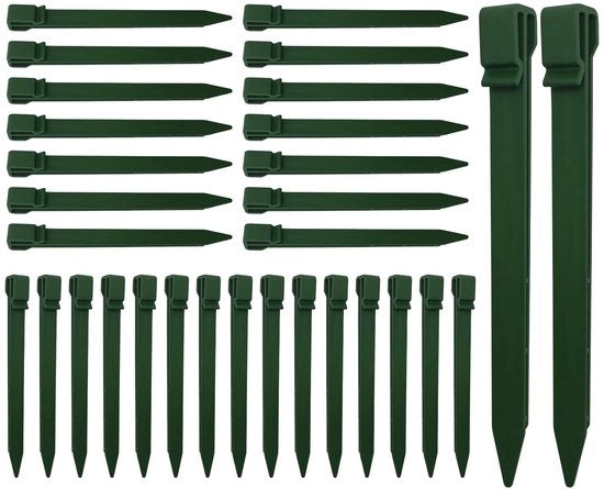Stecchi per Gazon 24 cm - 22 pezzi - Materiale in plastica - Haringhe con ganci - Adatti per pavimenti morbidi - bordo del prato