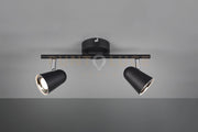 TOULOUSE BARRA 2 SPOTS LED 7W 800lm, 3000K NERO SATINATO CON BORDO CROMATO L. 34CM