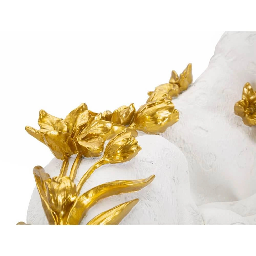 Leopardo bianco e oro cm 53X21,5X24 - LEOBIX