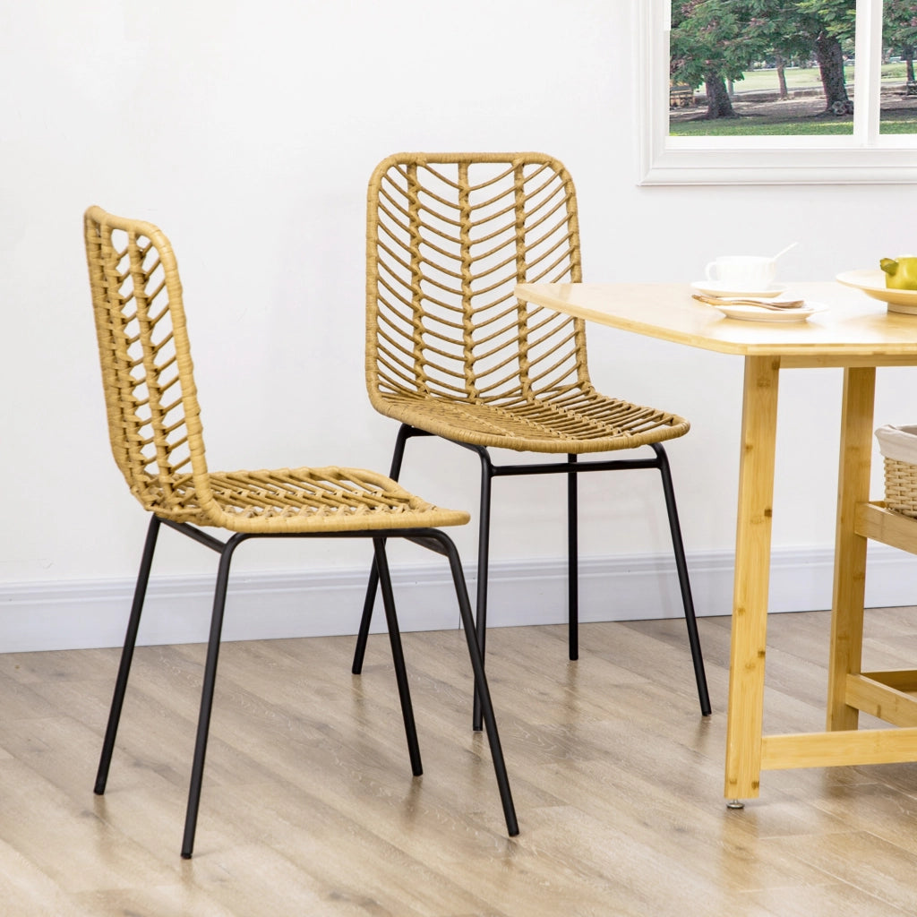 Sedia da pranzo design ¨C zephmum ¨C giallo, metallo e rattan 44x58x85
