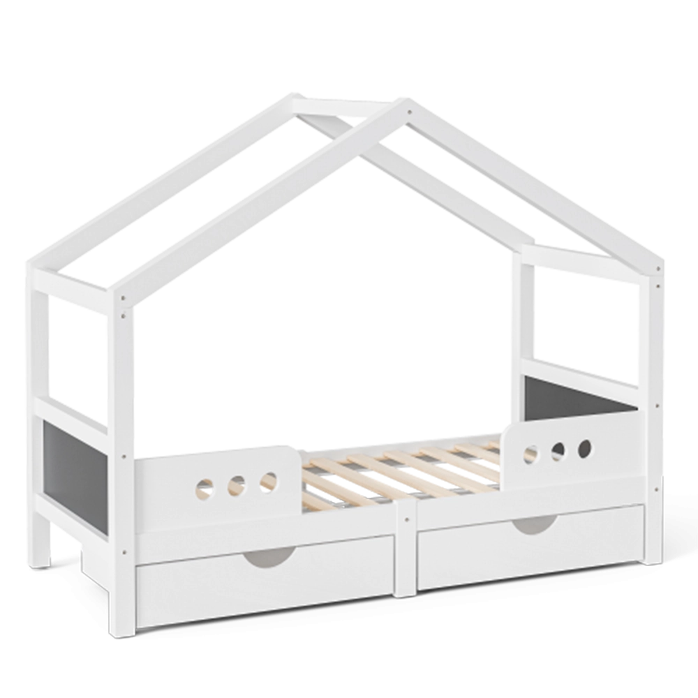 Letto bambino con tetto?- Xylo - 90x200cm 2 cassetti legno