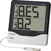 Termometro digitale per interni ed esterni con display grande - Massime e minime registrazioni di temperatura interna ed esterna - Nero (l) 102 x (b) 21 (50) x (h) 110 mm