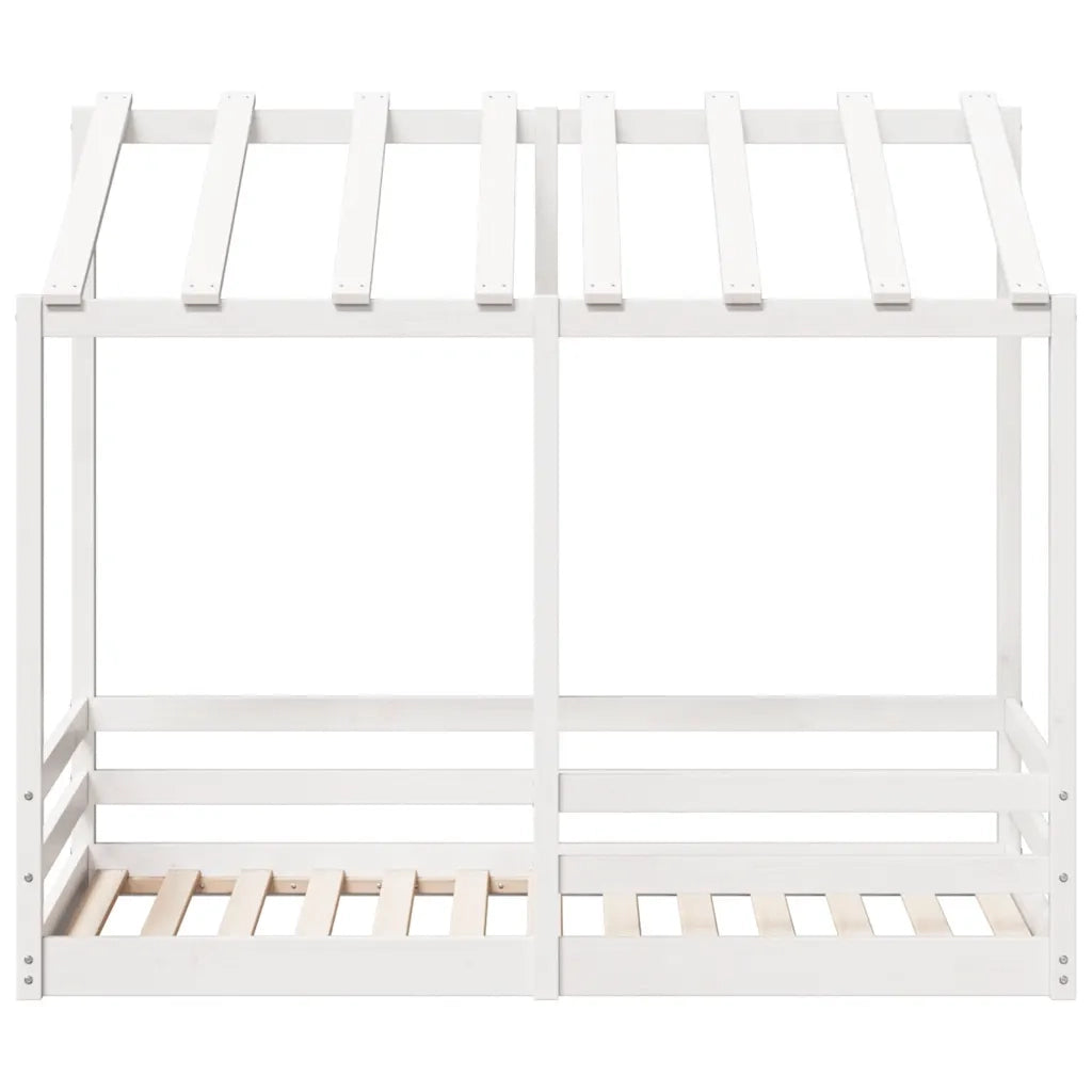 Letto per Bambini con Tetto Bianco 70x140cm Legno Massello Pino 847016