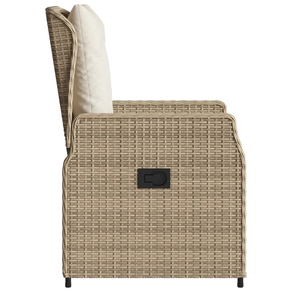 Sedie da Giardino Reclinabili 2 pz Beige Polyrattan