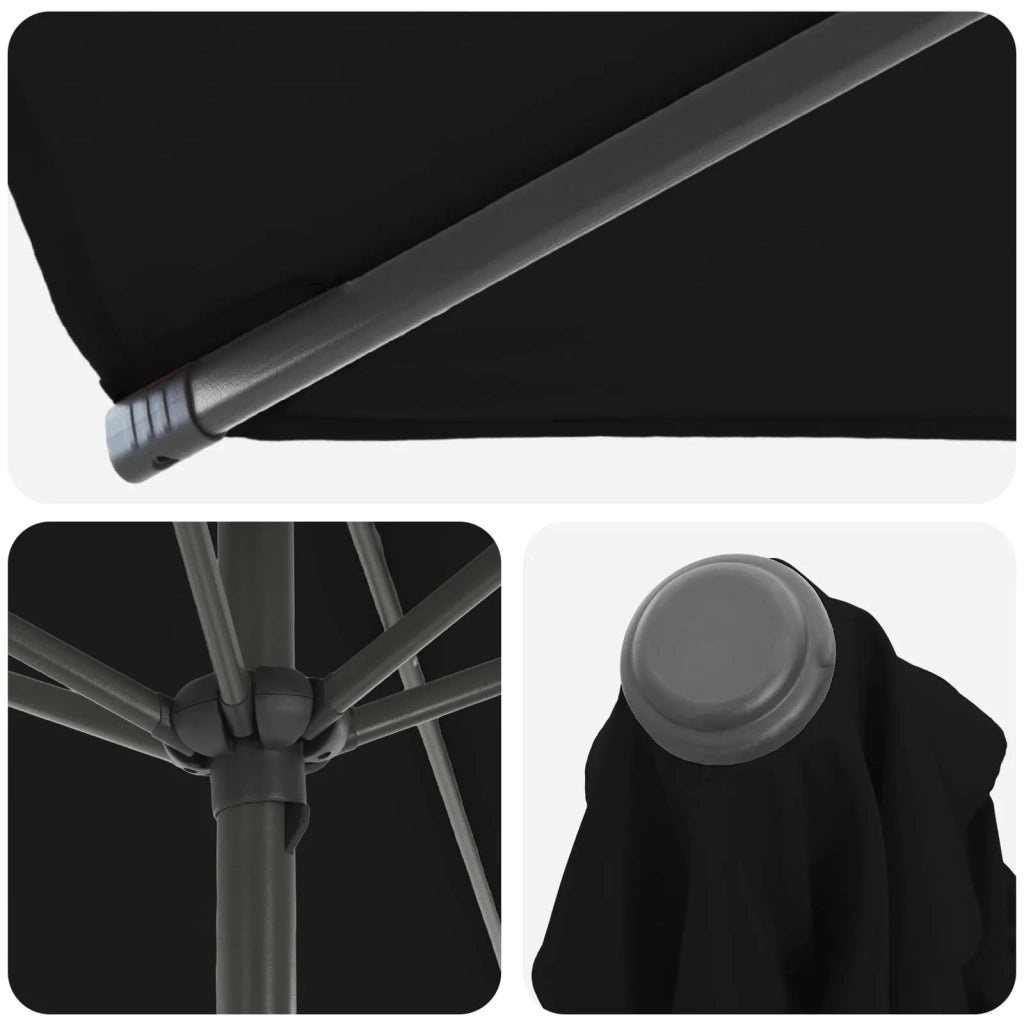 Ombrello da giardino 270 x 270 cm Poliestere Rettangolare Nero 42036227