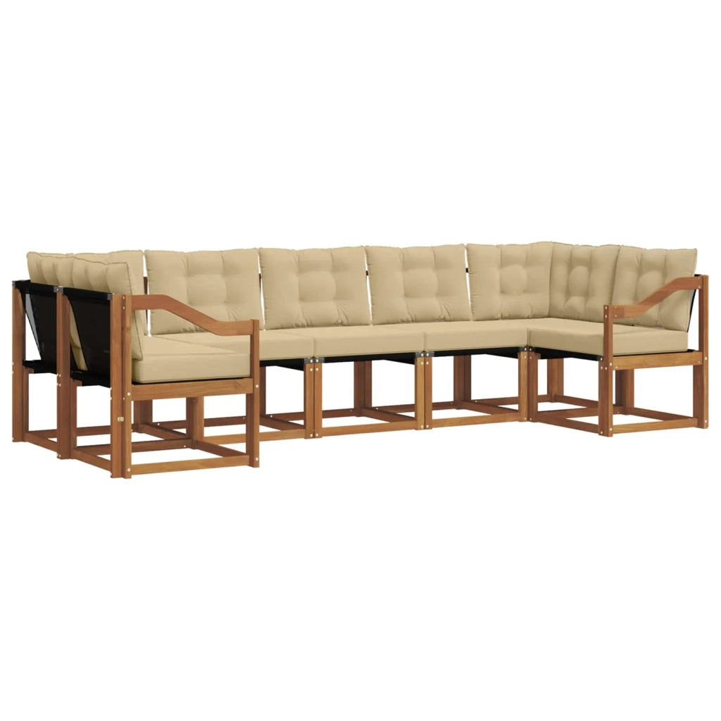 Set di divani da esterno con cuscino 7 pcs Naturale e Beige 3369036