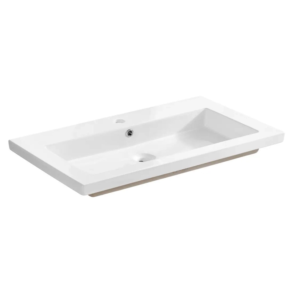 Lavabo da incasso ELIO 100 cm in ceramica bianca lucida