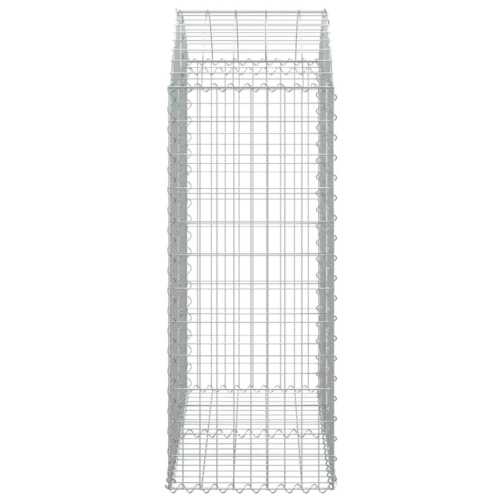 Cesto gabbione recinzione a gabbia muro di contenimento ad arco 100 x 50 x 120/140 cm ferro zincato argento 02_0039961