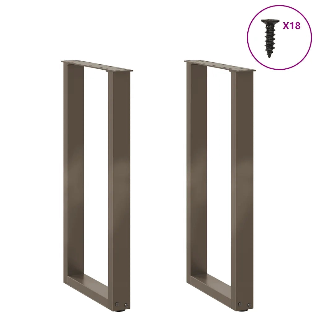 Gambe per tavolo consolle a forma di U 2 pz in acciaio naturale 28x(72-73) cm 4013171