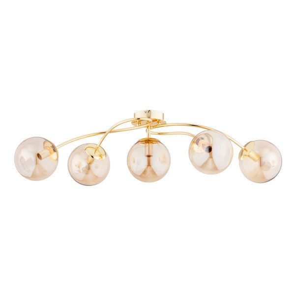 Plafoniera moderna oro in metallo Gilian 5 luci E14 Alfa
