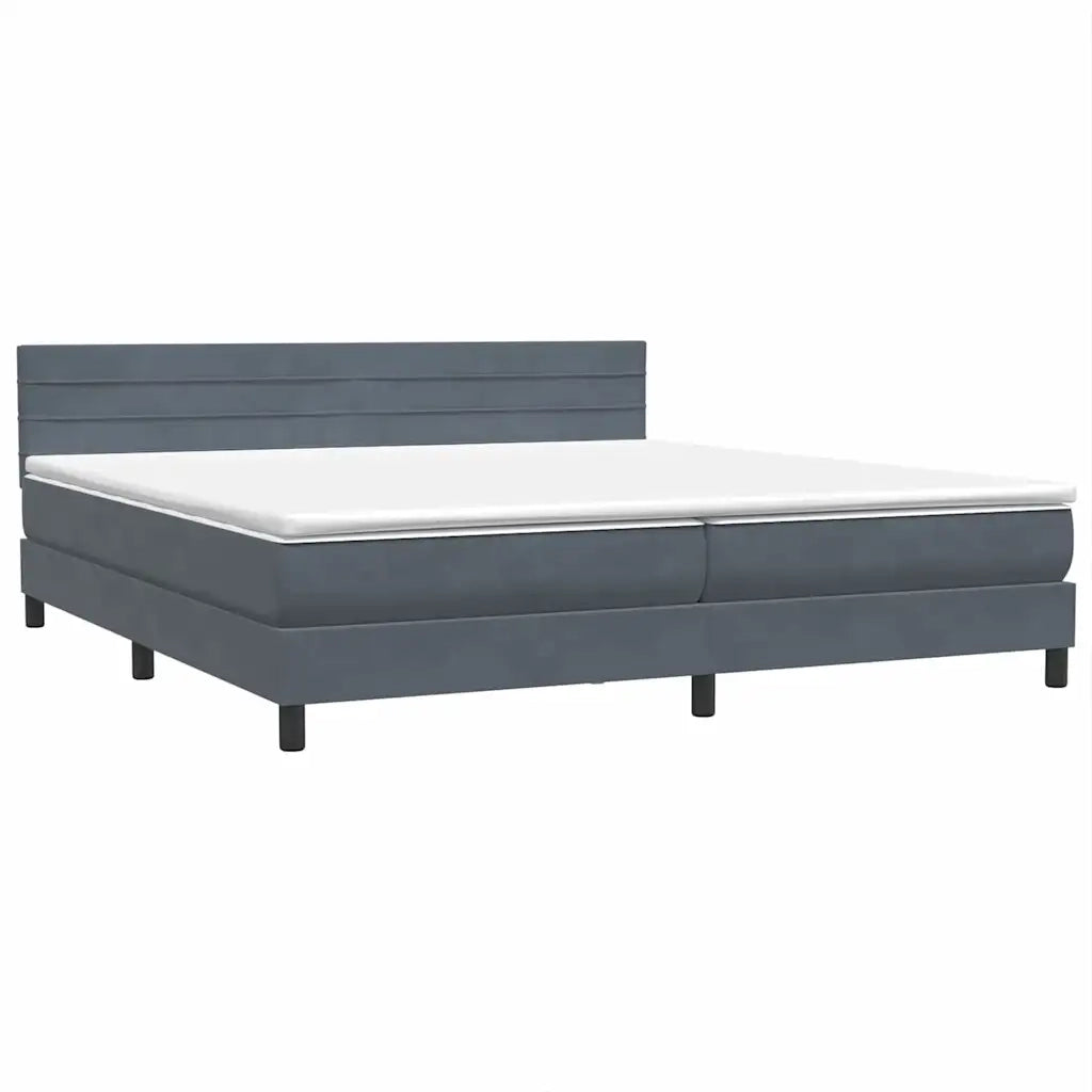 Letto a Molle con Materasso e LED Grigio Scuro 180x210 cm Velluto 3316990