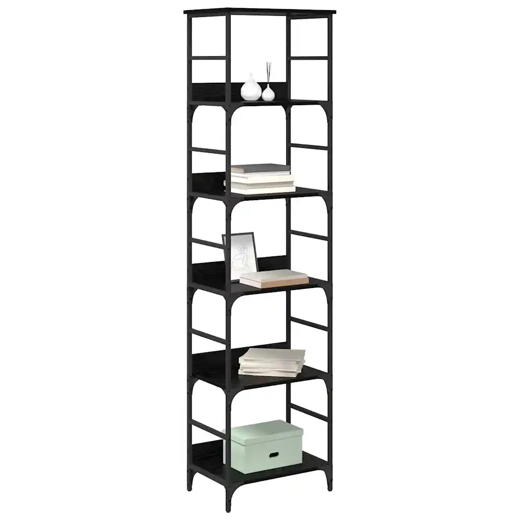 Libreria-Scaffale per Libri-Mobile di Stoccaggio Rovere Nero 50 x 33 x 188,5 cm Legno multistrato