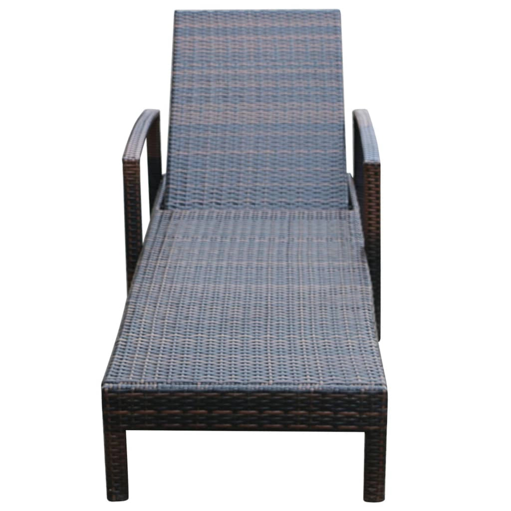 Lettino prendisole sedia a sdraio lettino prendisole letto da giardino mobili da esterno per patio con cuscino resina intrecciata marrone 02_0012518