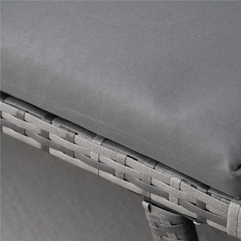 DIVANO DA GIARDINO 2 POSTI IN RATTAN CON IMBOTTITURA E BRACCIOLI RIBALTABILI, 129X63X67CM, GRIGIO