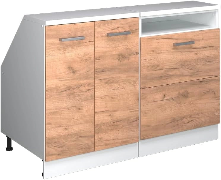 Set di mobili sottotetto Rion, Quercia dorata, 120 cm Set di 2 carcasse armadio profondità 60 cm, adatto per il salvaspazio sotto tetti spioventi
